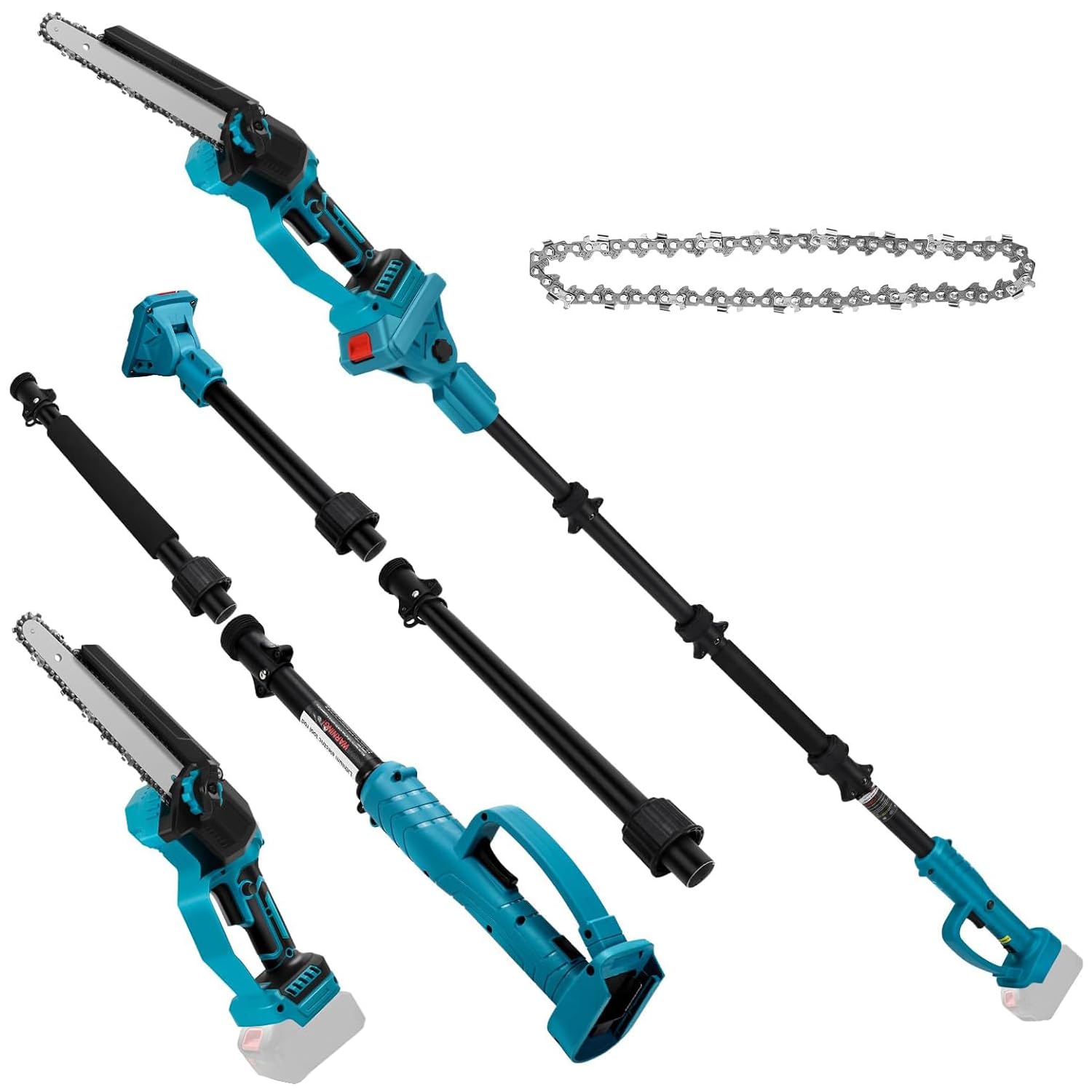 Podadora de mano para batería 2 en 1 compatible con Makita de 18 V, motosierra telescópica de 6 pulgadas con barra telescópica, con rango de trabajo de 4,5 m, para podar árboles y ramas (sin