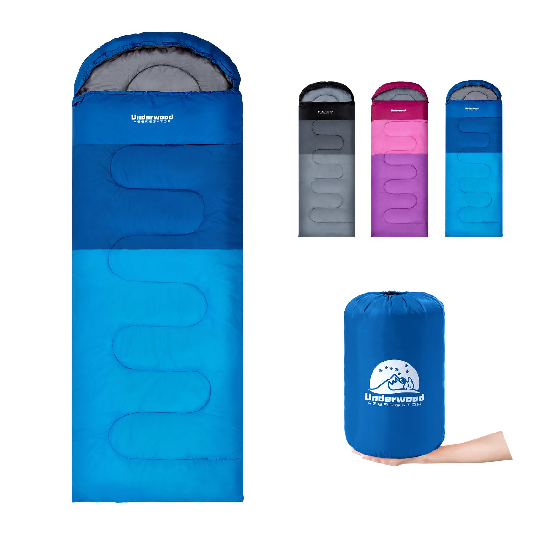 Camping Sleeping Bags for Adults Kids - Lightweight Sleeping Bag for Camping, Compact Backpacking Gear for Boys, Girls, Youths, Teens, Hiking Outdoor Travel Essentials for Warm & Cold Weather