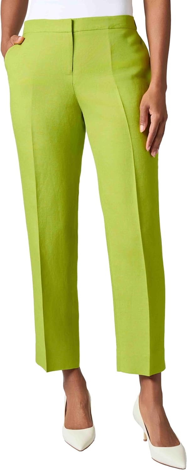 Kasper Women's Fly Front Elastic Back Pant W/Side Slit