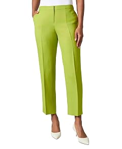 Kasper Womens Fly Front Elastic Back Pant W Side Slit