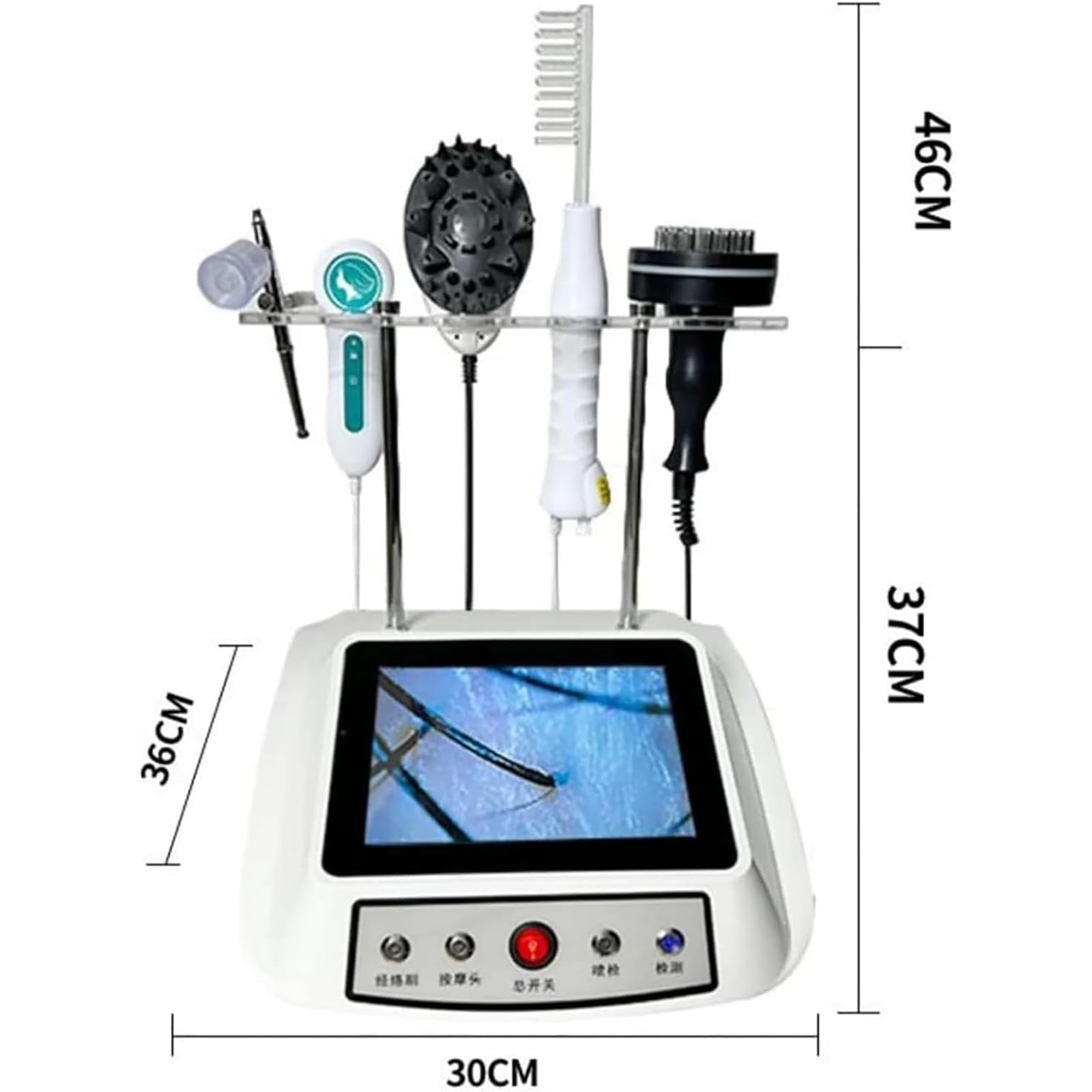 Hauthaaranalysator, Haarfollikel-Analysegerät mit LCD-Bildschirm, Dredge-Meridiane und Tiefenmassage, 5 Massage-Arbeitsköpfe, Testen der Gesichtshautdiagnose, für Salon Spa Zuhause