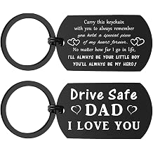 ENGZHI Dad Gifts for Fathers Day, Drive Safe I Love You Dad Keychain from Daughter Son, Daddy Birthday Gift Ideas Christmas