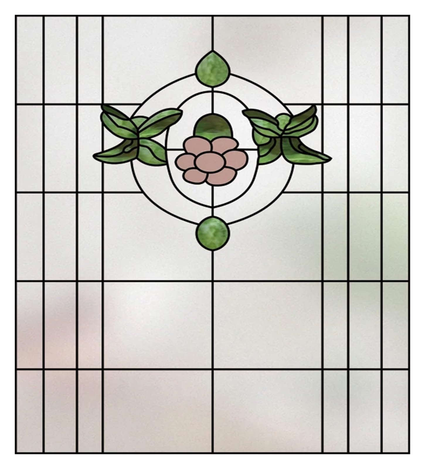 SHALLEZSOU Window films Retro Vintage Stained Glass Window Film Static Cling Frosted Art Colored Door Sticker