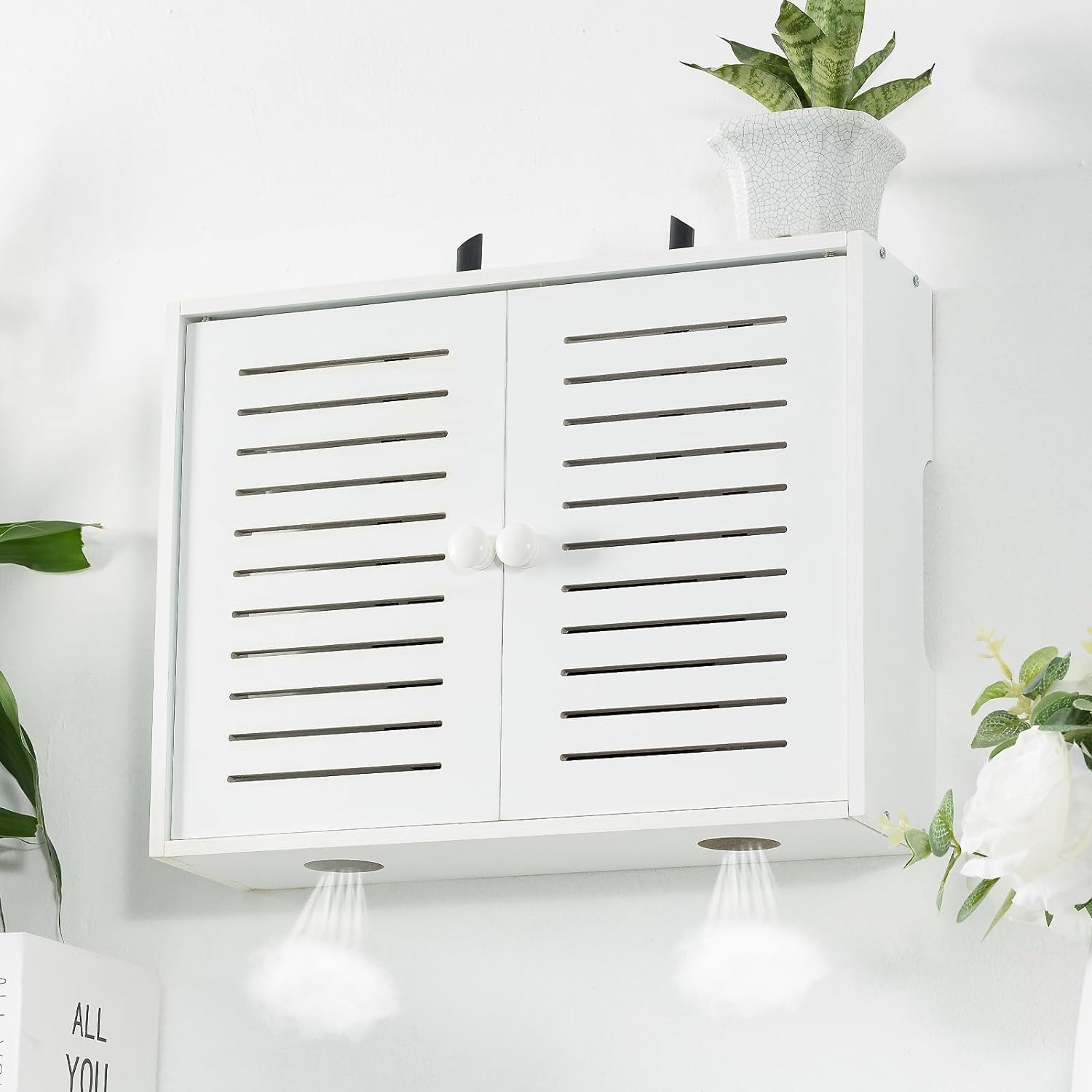 Wifi Storage Box Wall Mount Router Shelf Wooden Wifi Router Box Hider Wall Mount Router Storage Box for Modem Cable