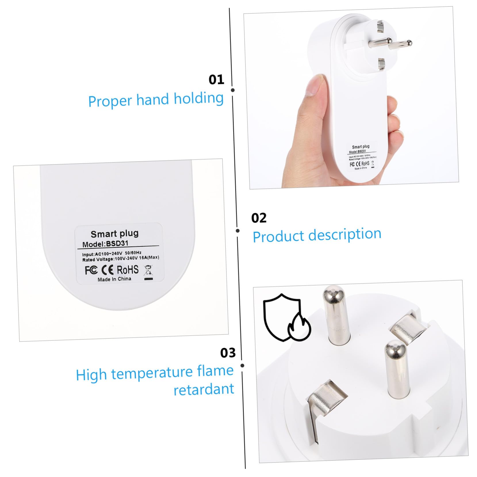 Prise Connectée Wi-fi Double USB 220v 16a pour Maison | Interface USB 5v/2, 1a, Blanc Abs Pc, Commande à Distance, Usage Intérieur
