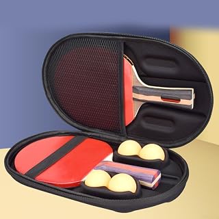 GLOBALHUT Bolsa rígida de EVA para raquetas de tenis de mesa, funda protectora de almacenamiento, para 2 palas y 4 pelotas con diseño de ranura de asa