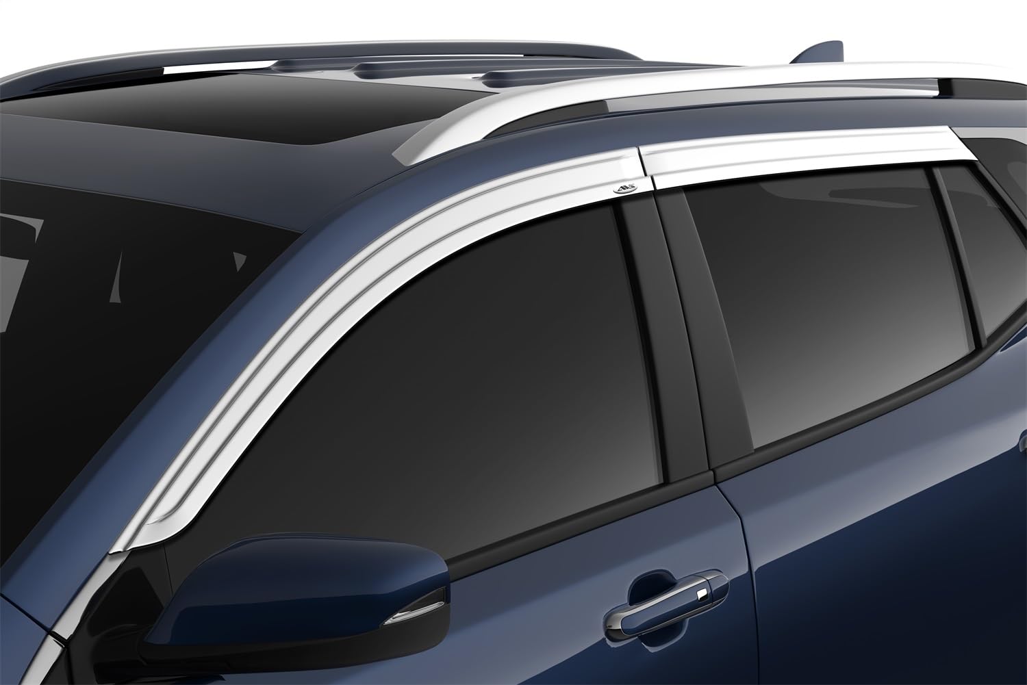 Auto Ventshade [AVS] Low Profile Ventvisor/Rain Guard | Fits 2018-2024 GMC Terrain - Smoke w/Chrome Trim, 4 pcs. | 794059