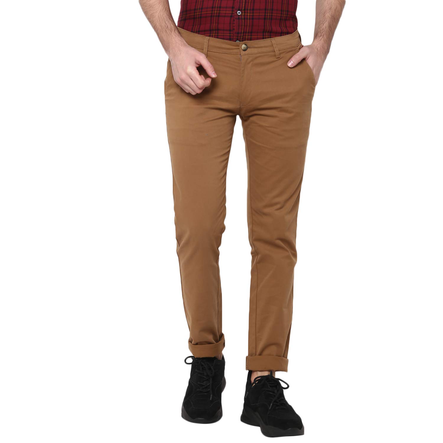 Urbano FashionMen's Cotton Slim Fit Casual Chinos Trousers Stretch