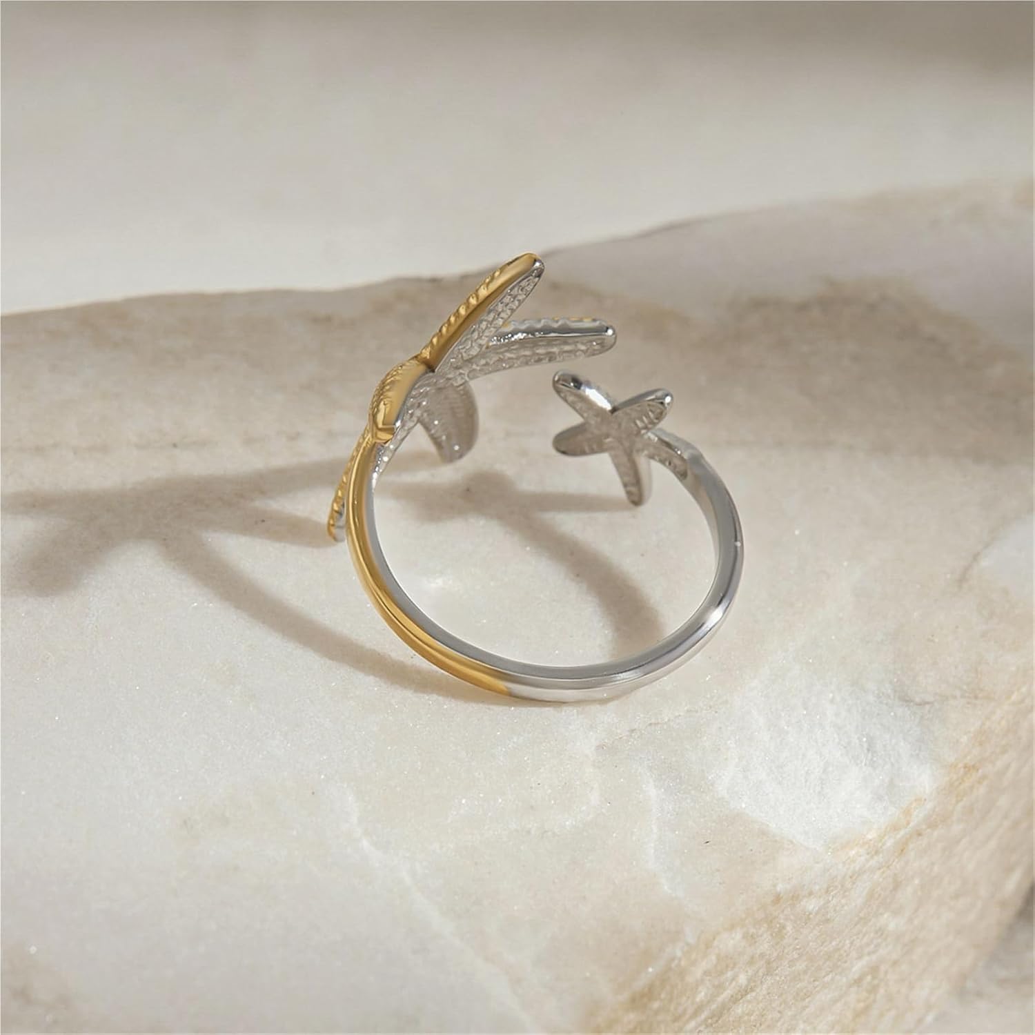 Starfish Creative Beach Geometric Open Ring Stainless Steel Fashion Charm Jewelry Daily Matching 1Pcs