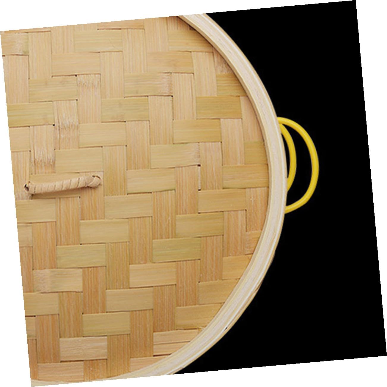 Alipis 2pcs Bamboo Steamer Basket with Handles 20cm Food Steamer for Cooking Dumplings and Buns Natural Bamboo Set for Home Kitchen