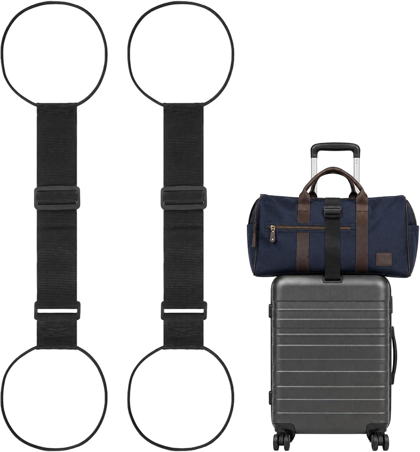 Elastic Attachment Strap for Luggage Suitcase Straps Pack of 2 Adjustable Bungee Straps for Suitcases Practical Travel Suitcase Accessories Black