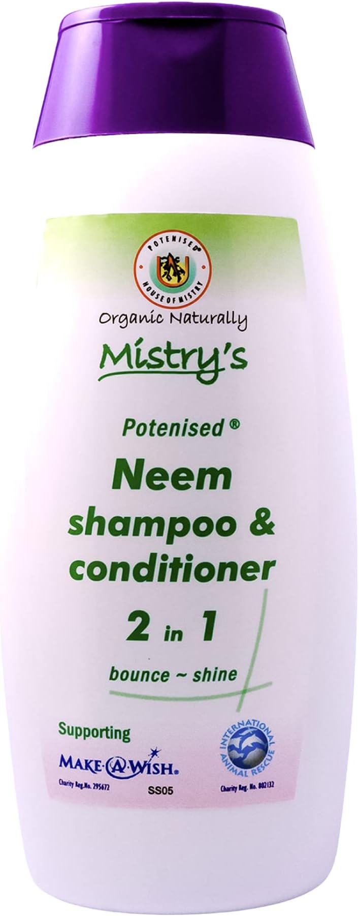 Mistry's Potenised Neem Oil 2-in-1 Shampoo and Conditioner 200ml- Gentle & Moisturising for Allergy Prone, Skin - Additive Free, Vegan,