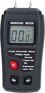 Medidor de umidade digital de madeira, visor LCD, medidor de umidade de madeira de 2 pinos, para madeira, lenha, papelão, etc., alcance de 0 a 99,9% RH, 0,5% de precisão