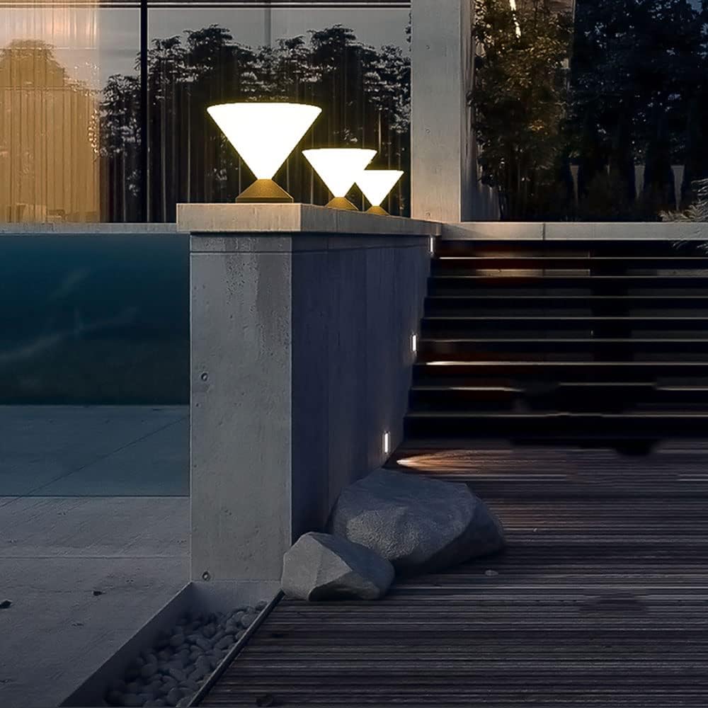 Solar Post Lantern Lamp,Modern Outdoor Fence Deck Column Cap Light Lantern,European Style Simplicity 3000K Landscape Lighting Fixtures,Stainless Steel Waterproof IP54 Stigma Lamps,for Garden