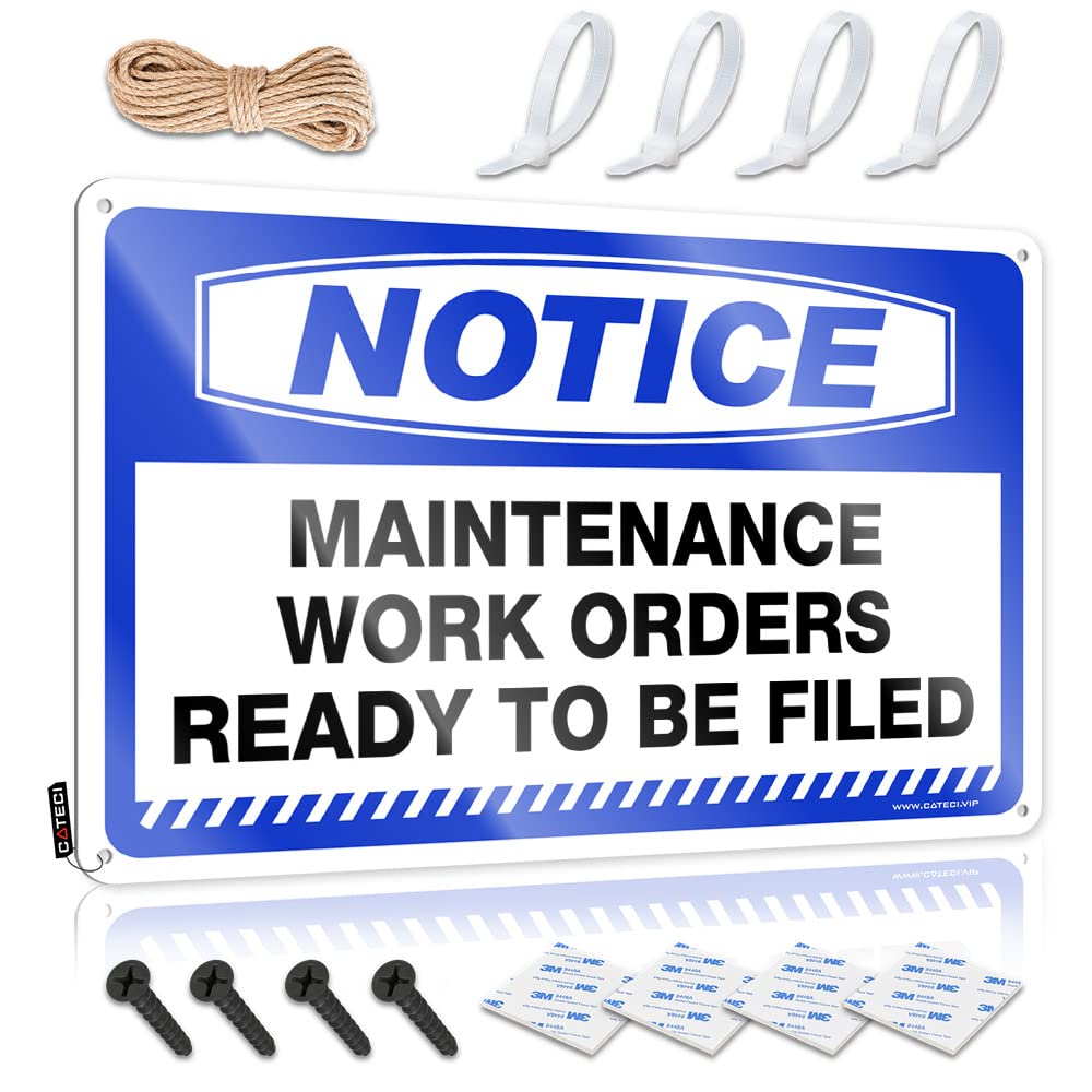 STWNVOITV Funny Outdoor Decor Notice Maintenance Work Orders Ready To Be Filed Tin Sign Beer Signs For Bar Metal Tin Sign Wall Decor(30X40CM)