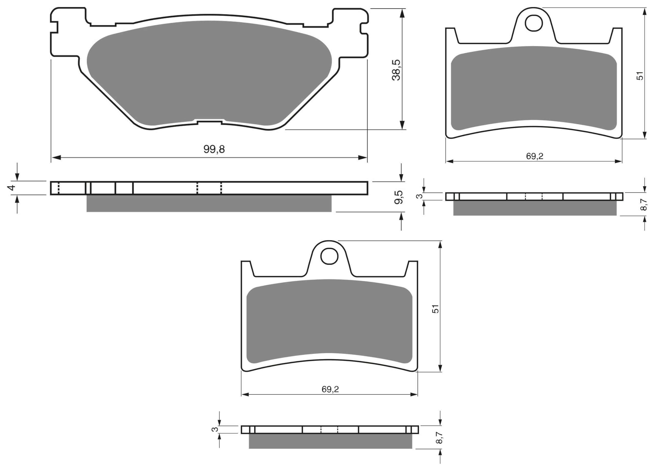 RAVEN 3 Kit plaquettes frein Av G, Av D et Ar Compatible pour Yamaha XTZ 1200 Super Tenere de 2010 à 2024