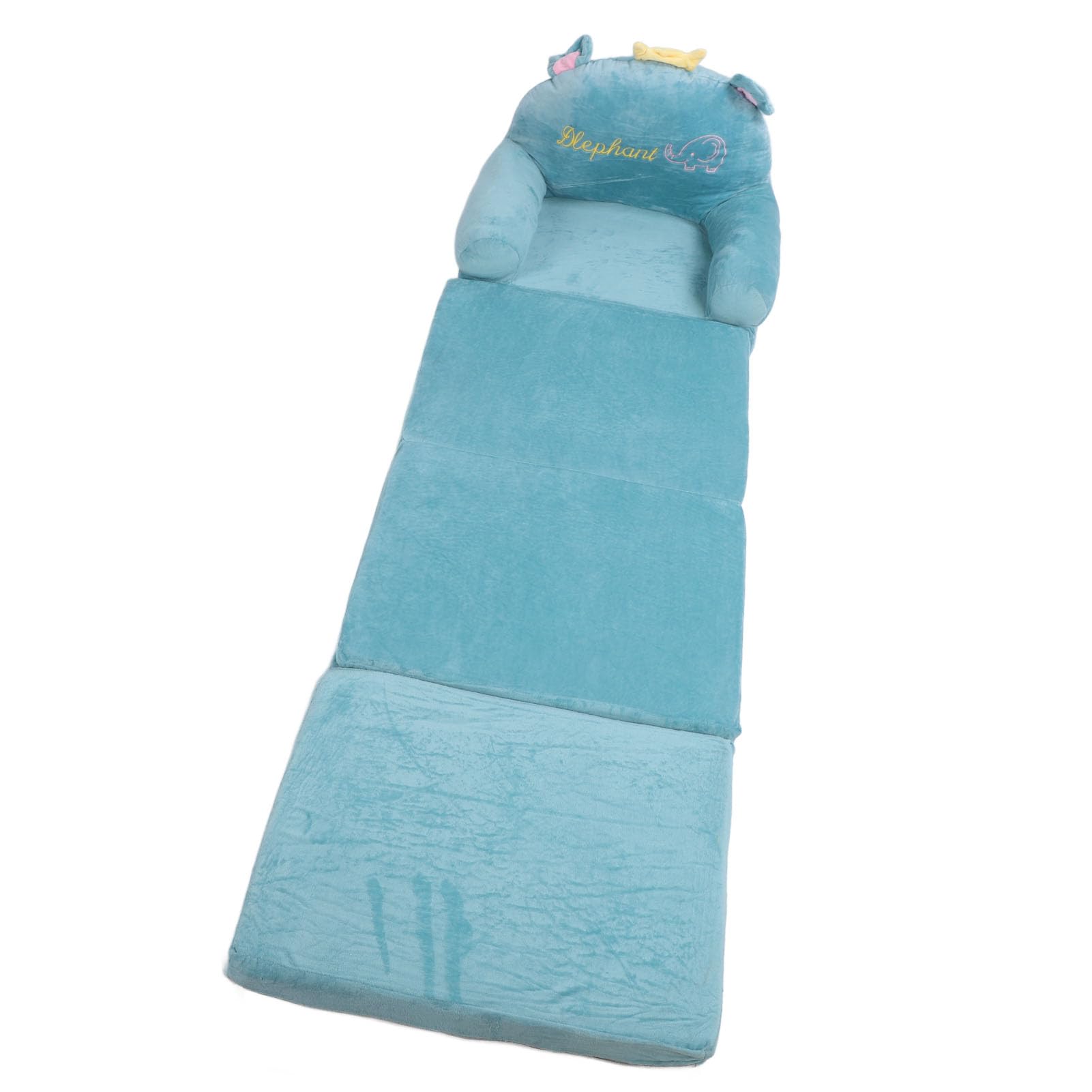 Zusammenklappbares Kindersofa, Bequeme aufklappbare Couch für Kinder, leichtes Elefanten-Stickmuster (In Viertel Falten)