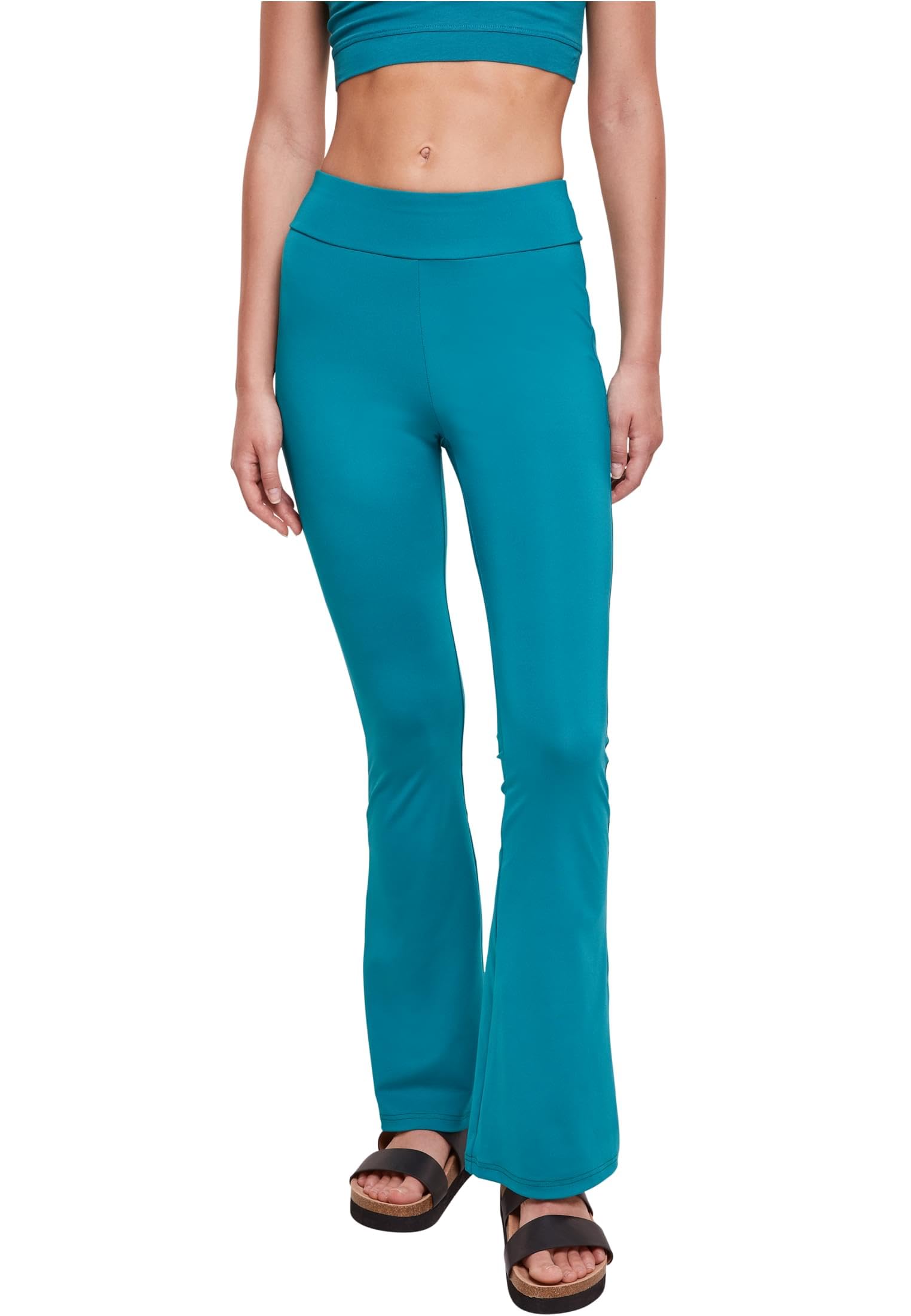 Leggins negros de mujer Urban Classics con talle alto y corte campana de tejido reciclado 8