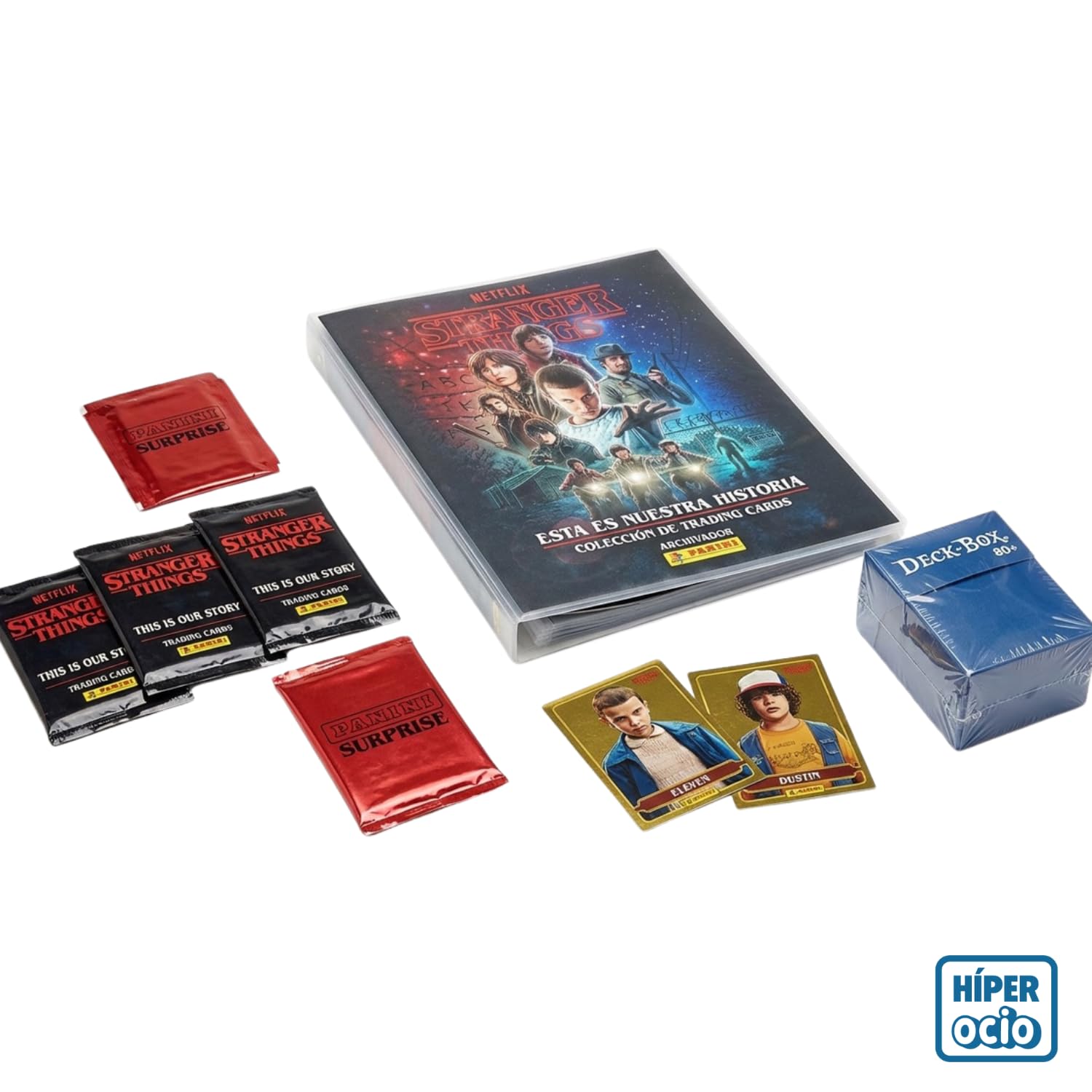 Panini Stranger Things Megapack de Lanzamiento, Colección HC Trading Cards, con 8 Sobres Extra y Deckbox 80 para Guardar los cromos repetidos