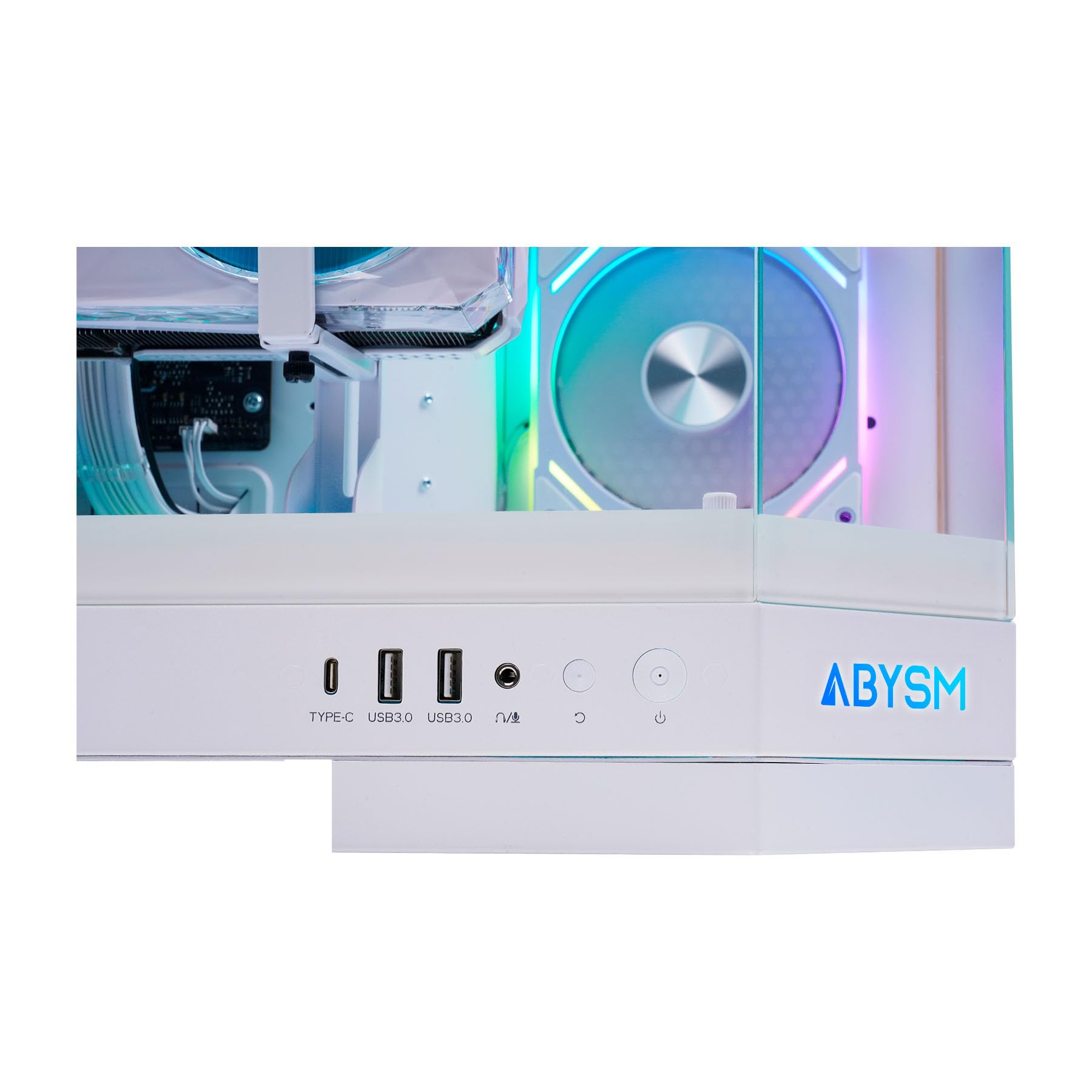 ABYSM Gaming Case PC Gamer Danube SAVA H600 White E-ATX con 3 pannelli in vetro temperato, 4 ventole ARGB da 120 mm, controller, supporto per GPU e cavo riser PCIe 4.0 16x