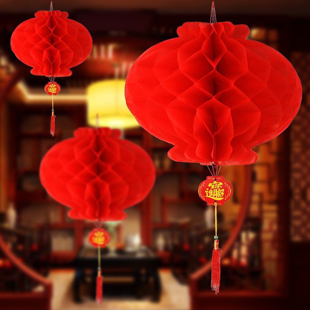 ASIAN HOME Red Paper Lanterns for Chinese Festivals, Weddings, Birthdays, and Home Decor (12 Inch, 2 Pack)