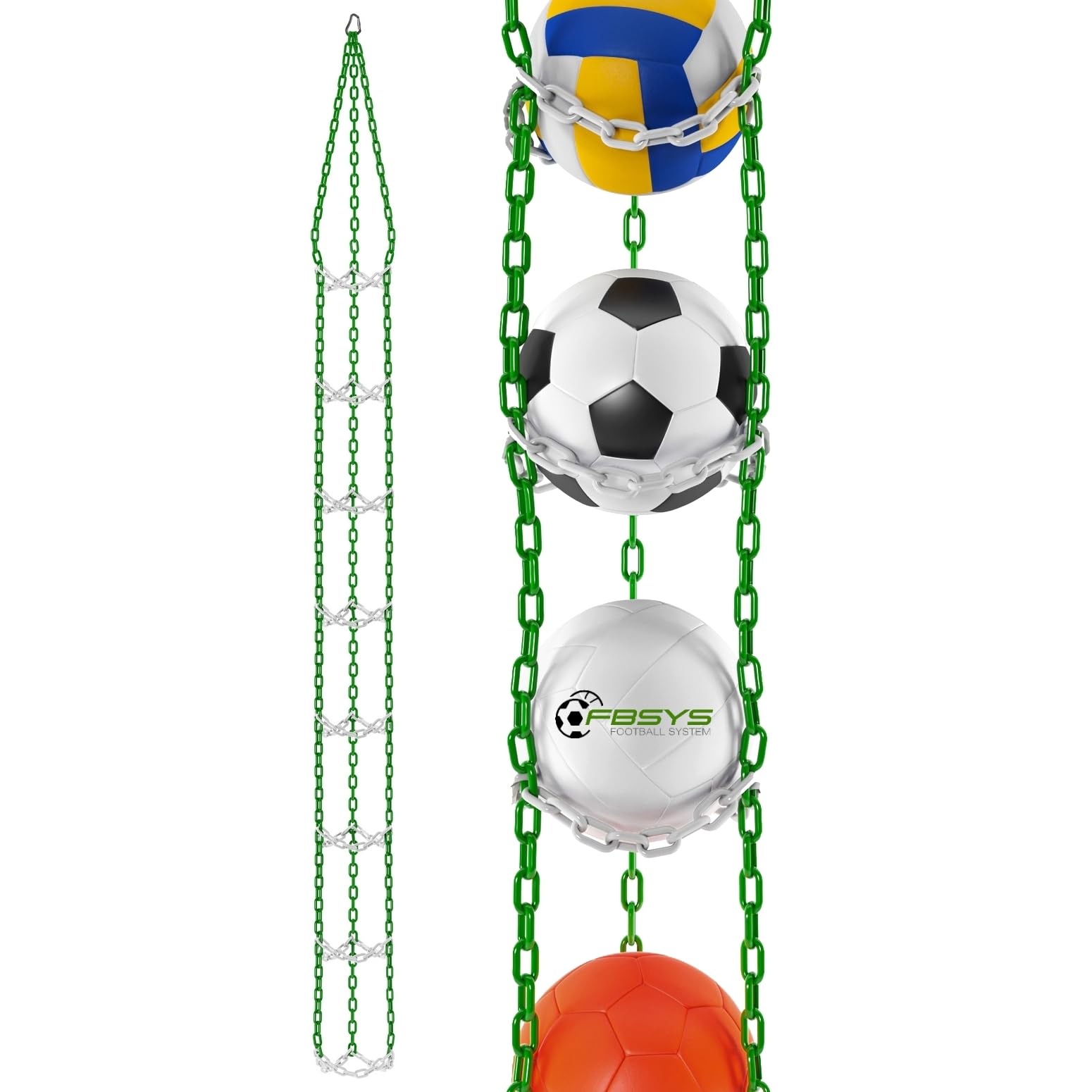 Ballhalter - Halter für 8 Bälle (Basketball, Fußball, Volleyball) - Veranstalter für Bälle - Grün-Weiß