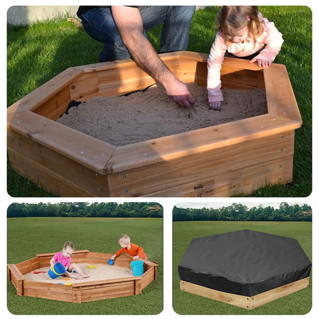 Caja de arena portátil para juguete de arena de bebé, resistente a la lluvia, hexagonal, para exteriores, para mal tiempo, arena de seguridad