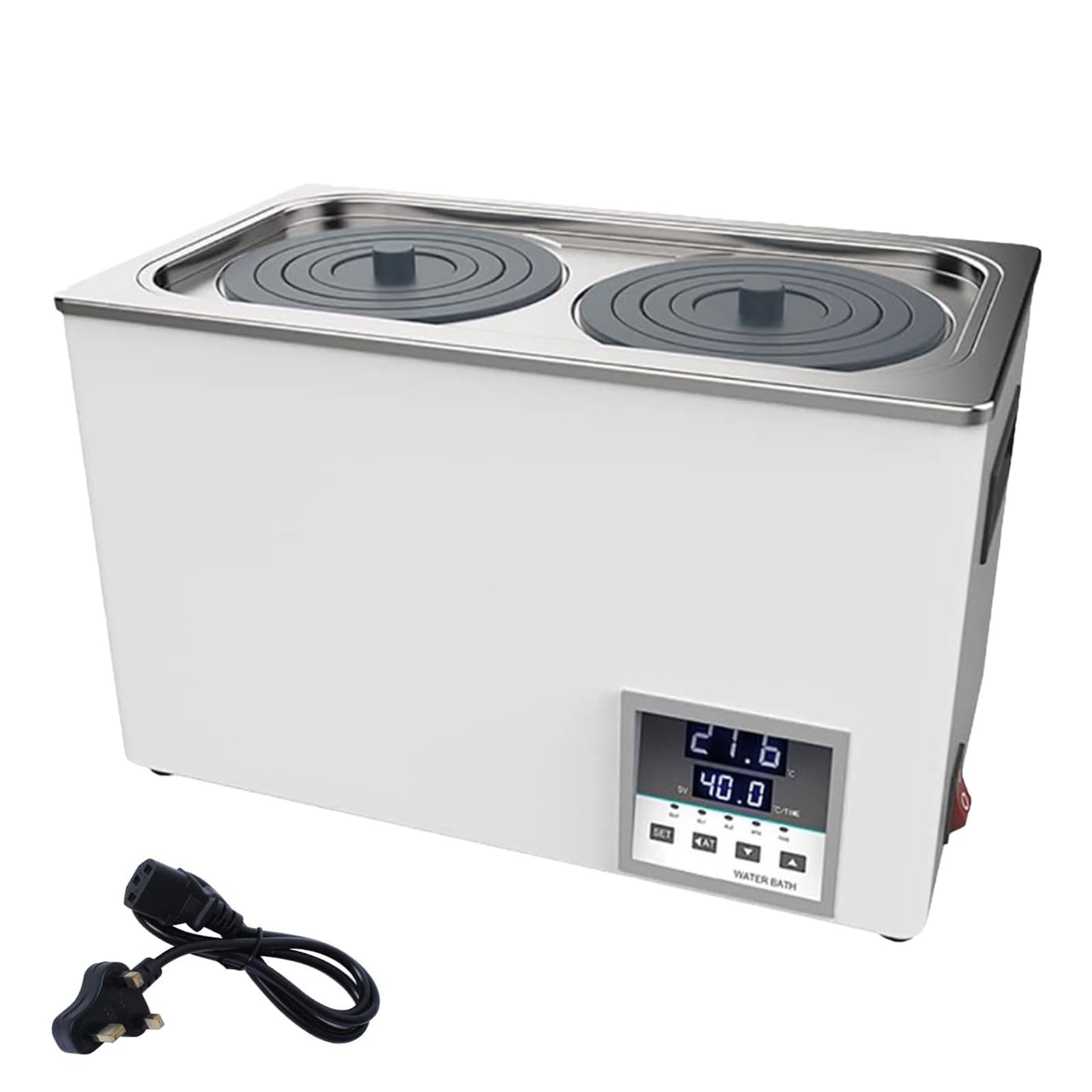 Baño María Termostático, Calentador de Agua Digital para Evitar Derrames, Alta Precisión, Fácil de Limpiar, Alta Sensibilidad con 2 Aberturas para Laboratorio, Acero Inoxidable
