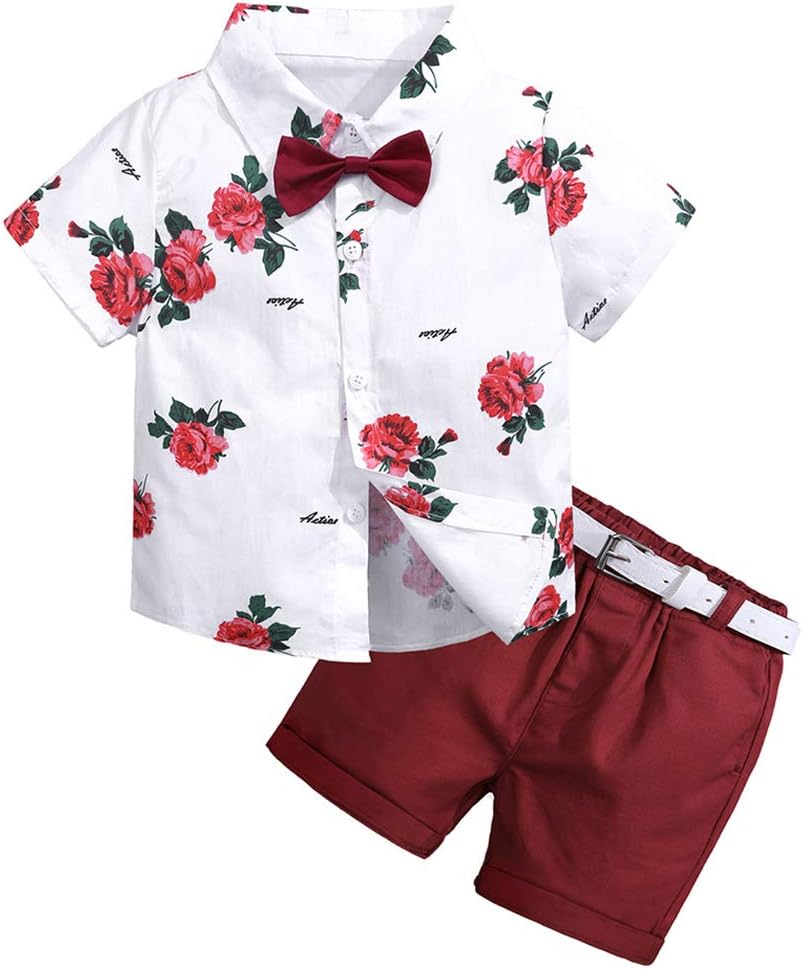 MYGBCPJS 3Pcs Boy Handsome Outfit Set Plaid Shirt + T-Shirt + Suspender Jean Sets