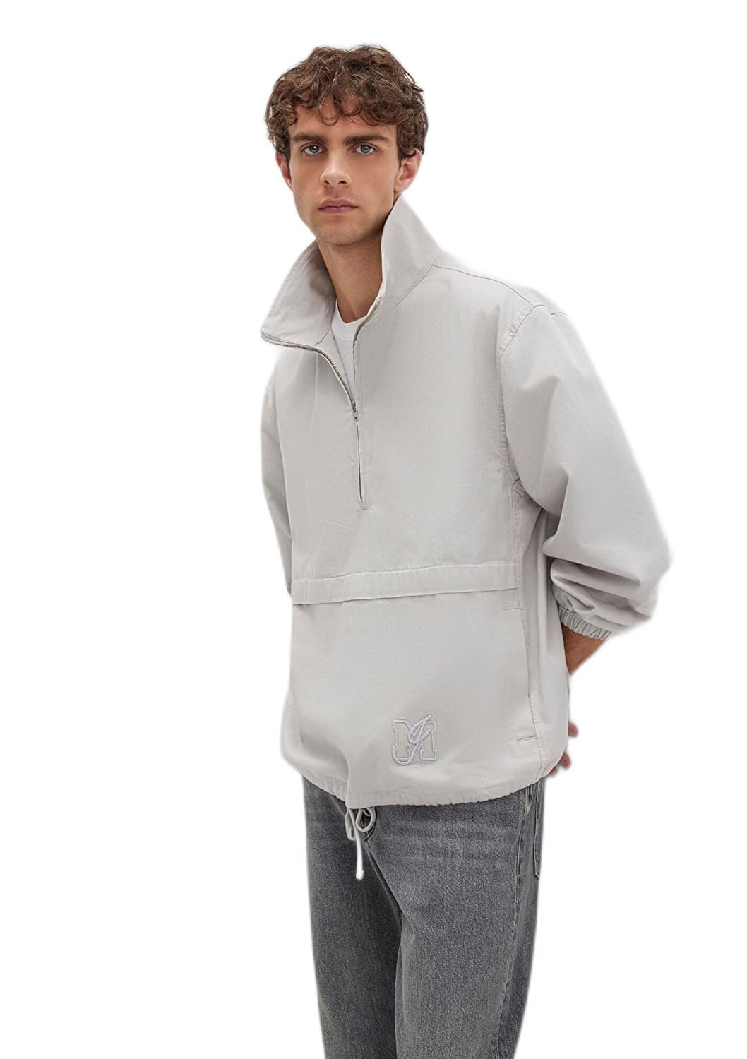 Yarı Fermuarlı Kanguru Cepli Gri Sweatshirt 0211684-70074