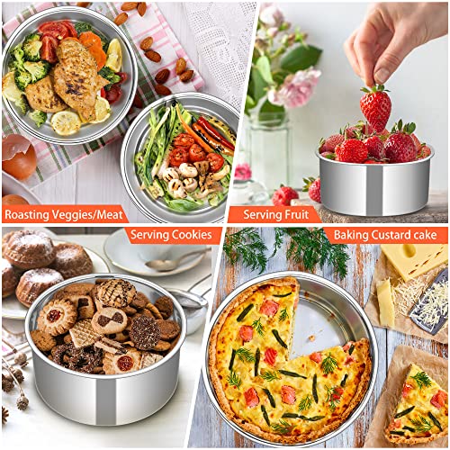 Image of TeamFar 6 Inch Cake Pan, Stainless Steel Round Deep Baking Cake Pan for Wedding Birthday Party, Non-Toxic & Heavy Duty, Deep Wall & Straight Side, Mirror Finish & Dishwasher Safe