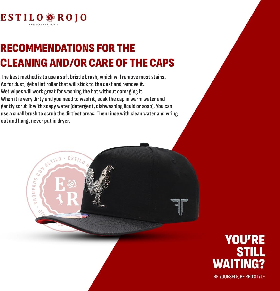 Hats - Original - Snapback -Trucker -Baseball Cap - Adjustable Man and Woman - Rooster Embroidered Design - Black - Image 6