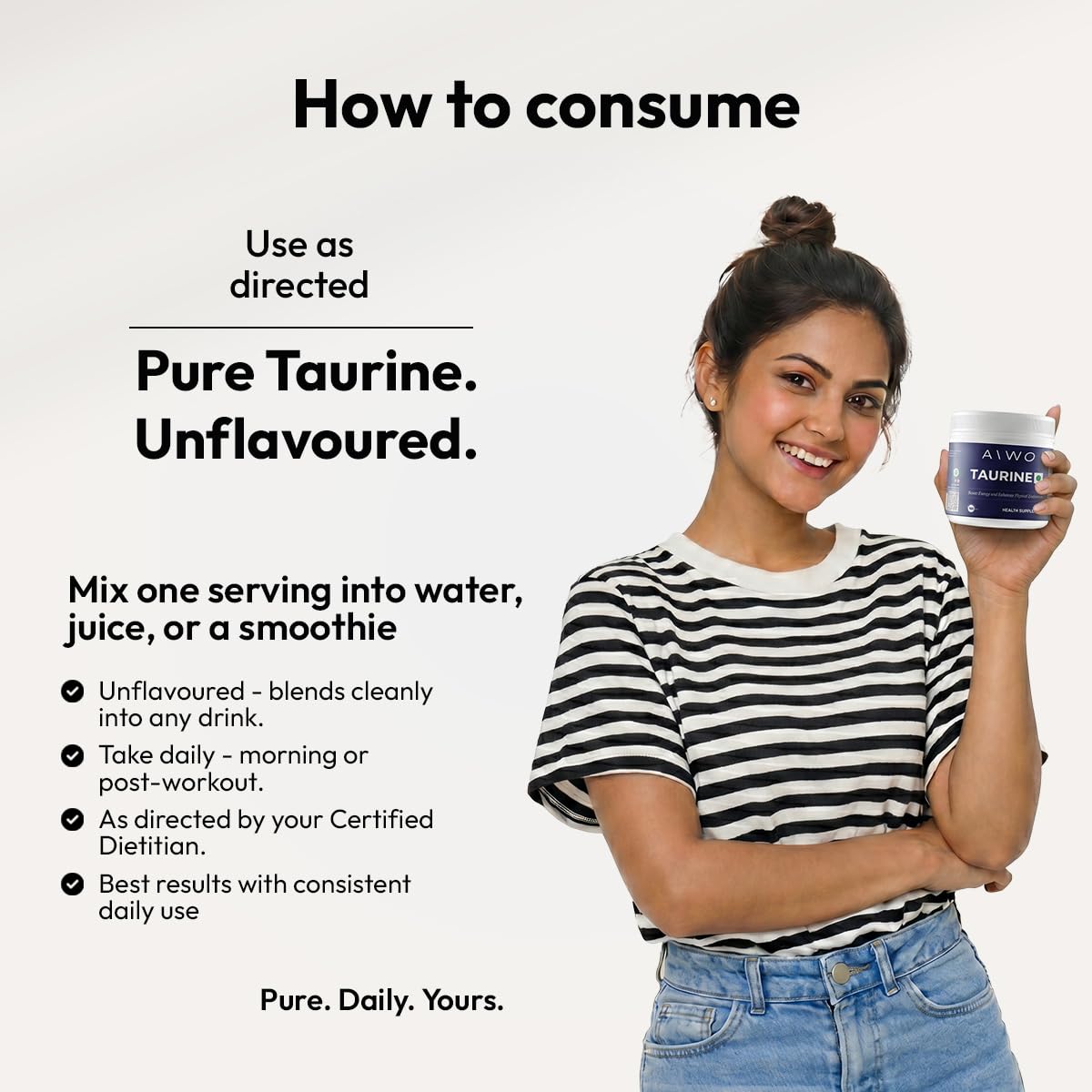 AIWO Taurine Powder 100 g | 100% Pure Amino Acid Supplement | Supports Metabolic & Nervous System Wellness | Vegetarian & Gluten-Free 3