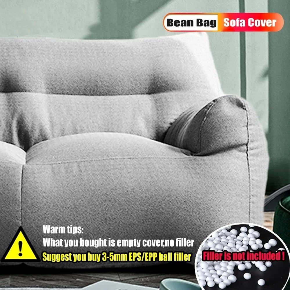 SXBCyan Housse de Chaise Sac (Sans Remplissage) Chaise Sac en Coton 2 Places Couverture Pouf Imperméable Canapé Chaise Lounge Canapé Lit Meubles(Light Grey)