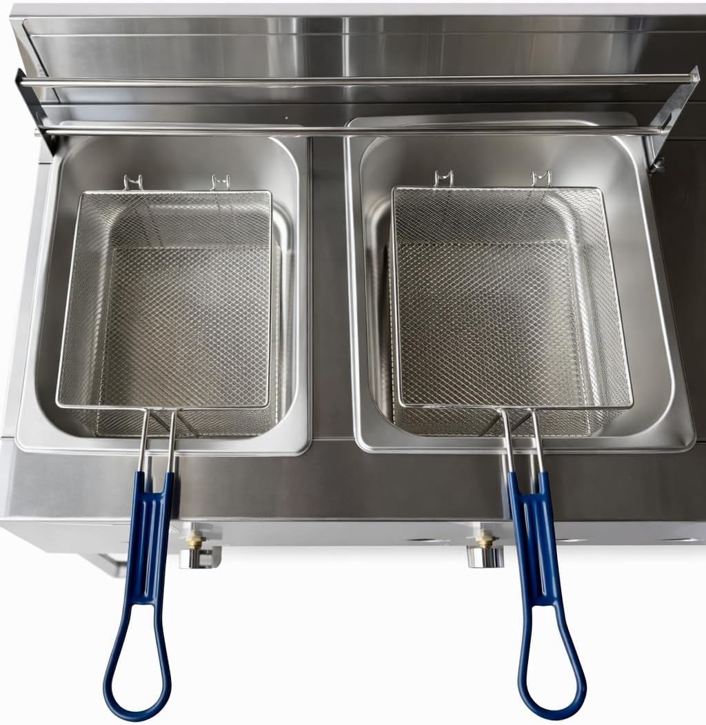 Stainless Steel Propane Deep Fryer Cart with Vortex Stove-3 in 1 with Food Steamers-Cast Iron Burner Stove-Ideal for Commercial and Home Use