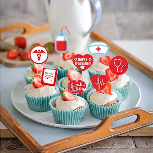 Miniatura 5 de 25 decoraciones para cupcakes de enfermeras 2023 con 1 decoración para tartas de graduación de enfermeras y 24 decoraciones para cupcakes para