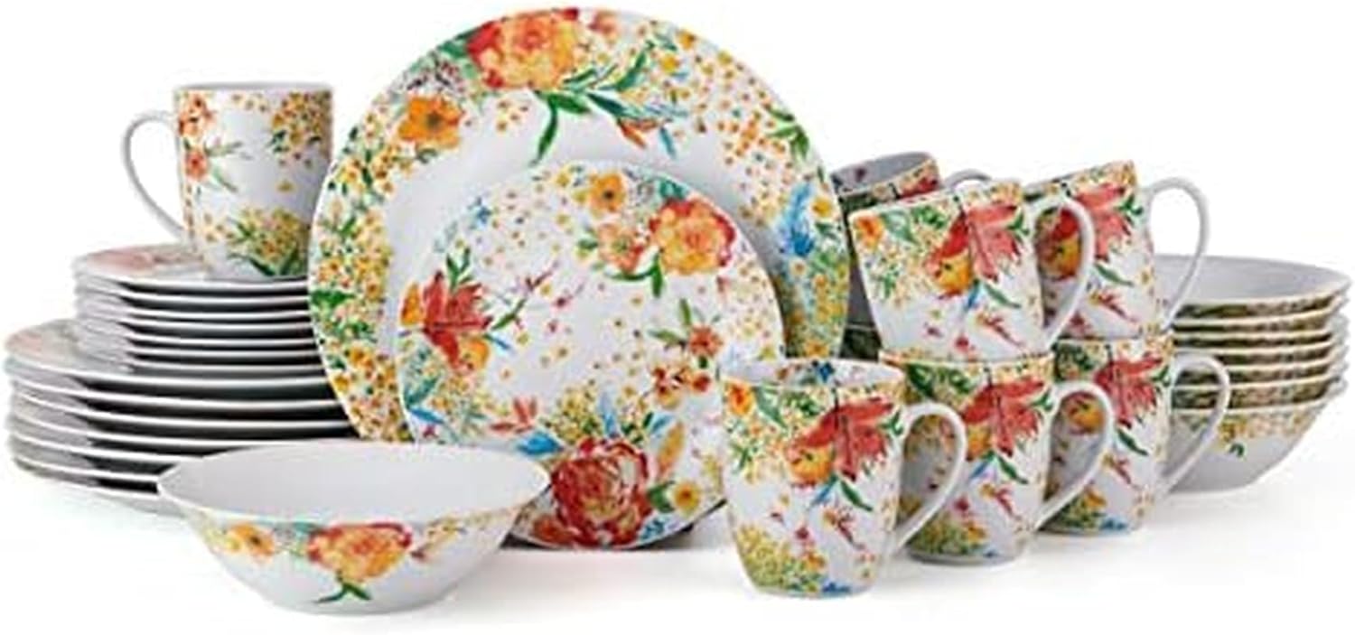 Fitz & Floyd Garden Delight 32 Piece Floral Dinnerware Set, Service for 8, Multicolored