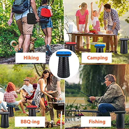 Image of Outward Gear Portable Collapsible Stool Set - Heavy Duty Square Foldable Stool + Thick Seat Cushion - 550lbs Load Capacity for Camping Travel Picnic Gardening (Blue /Black)