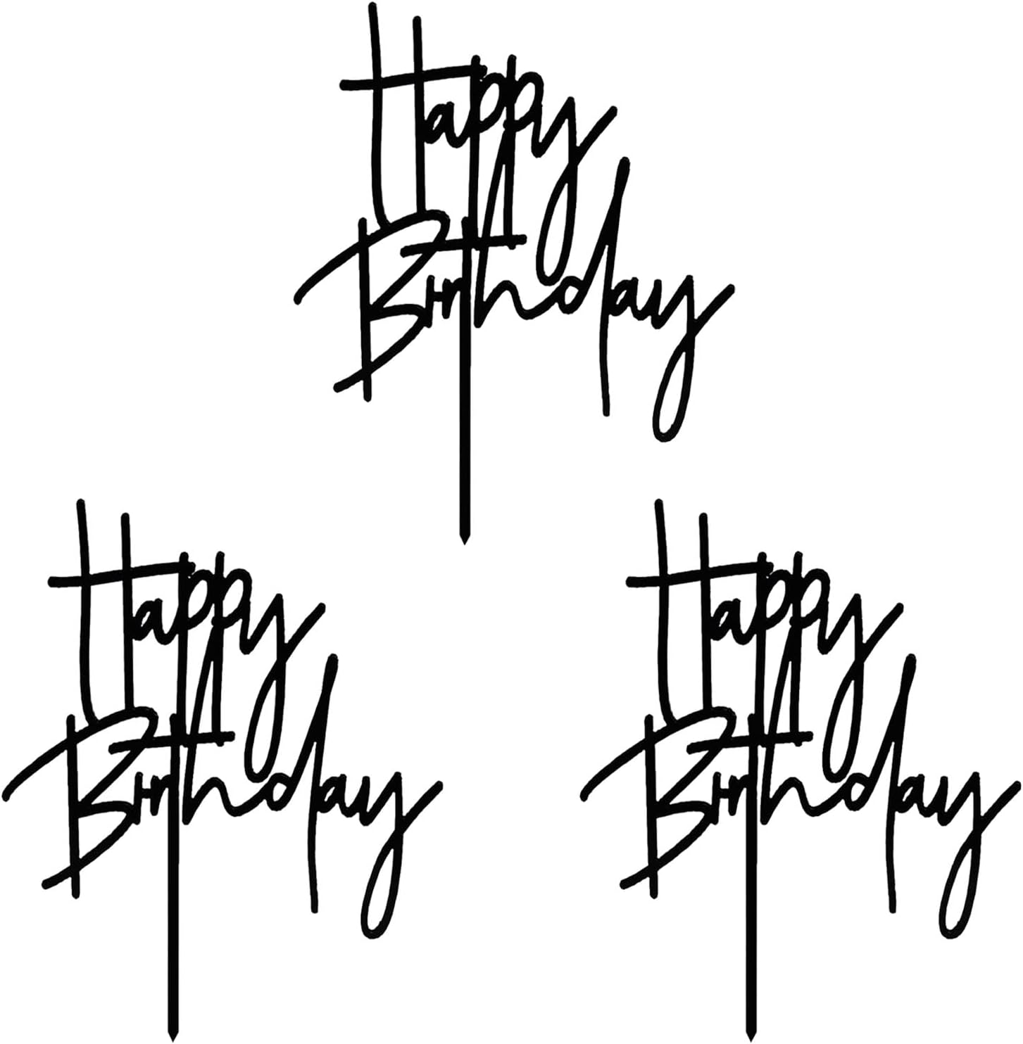 GLASNES 3 Pcs DIY Acrylic Happy Birthday Cake Toppers Black