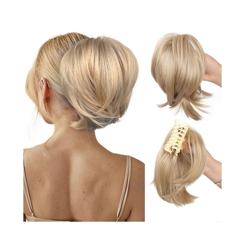 Postizo Extensión de cola de caballo alta, corta, recta y despeinada con pinza for el pelo for mujer Uso diario(T1B/4/30)