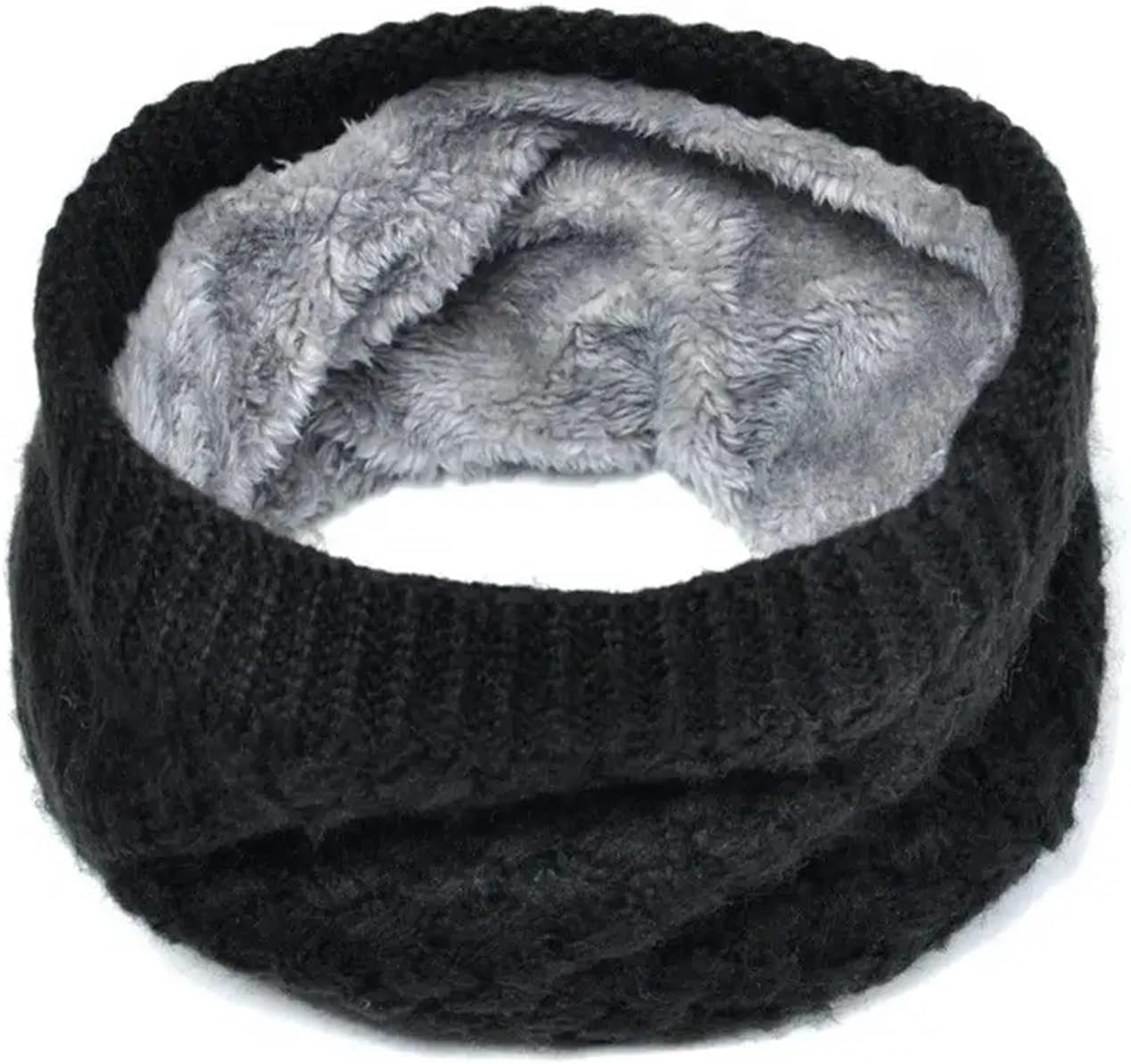 Lawsen 2Pcs Solid Color Thick Outdoor Sports Neck Gaiters Warmer Thermal Knitted Scarf Neckerchief