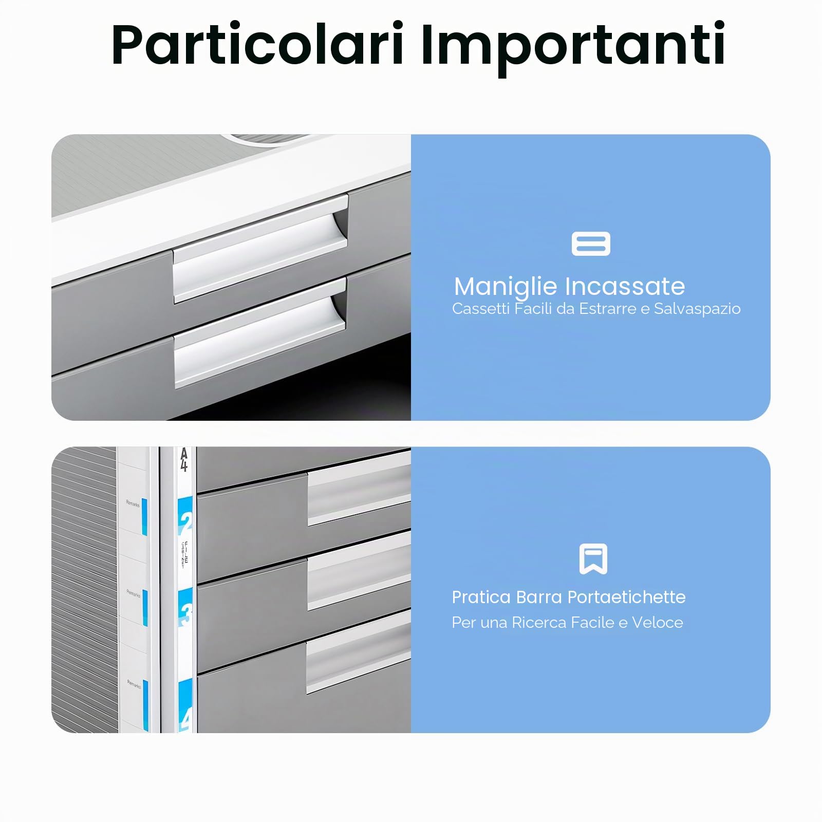 Cassettiera a 4 scomparti, con chiusura a chiave, organizer da scrivania, formato A4, organizer da tavolo, organizer per lettere, adatto per tutti gli uffici