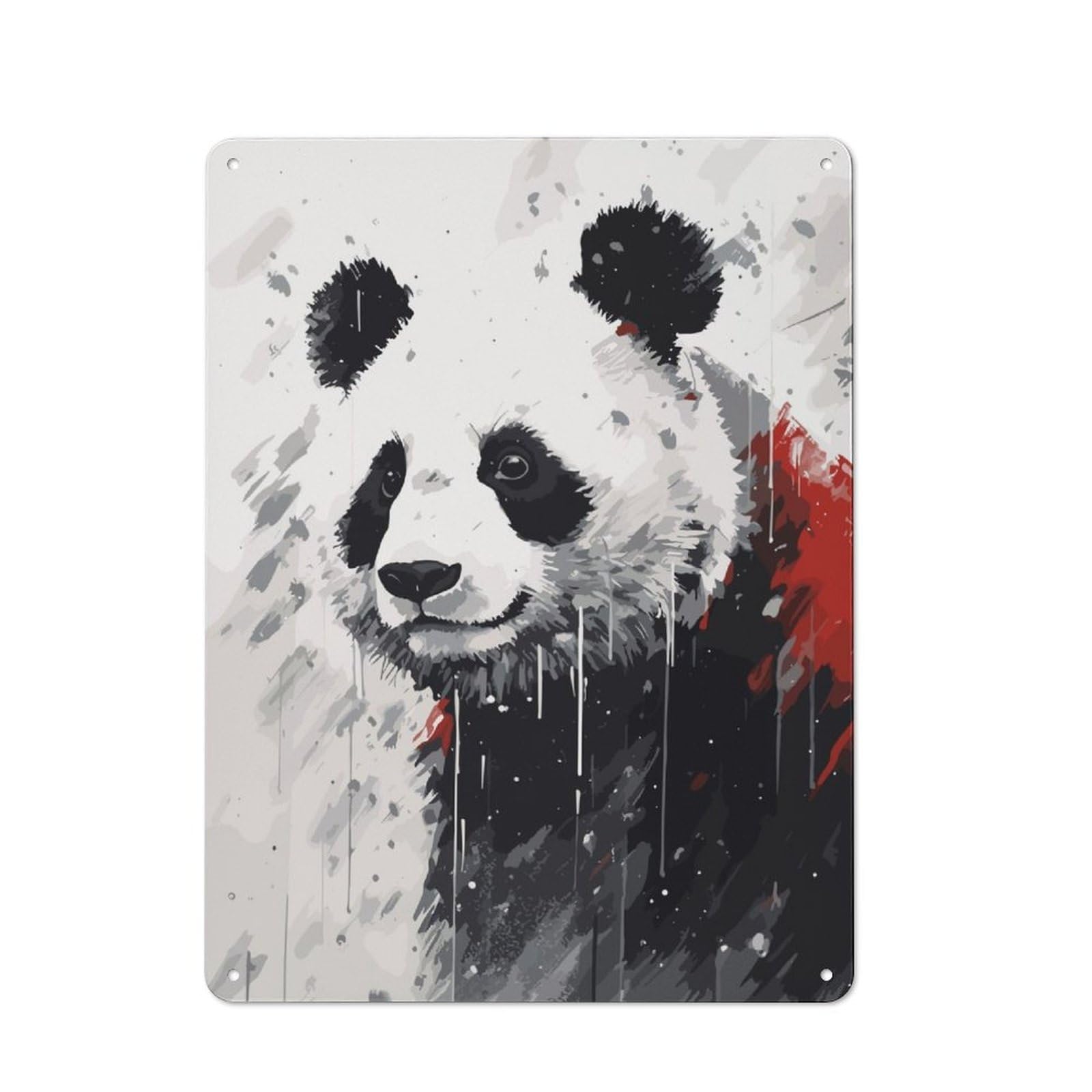 Junmoney Panda Japanese Painting Retro Tin Wall Plaque 40X30cm For Dining Room Or Kitchen, For Home Decor Collectors