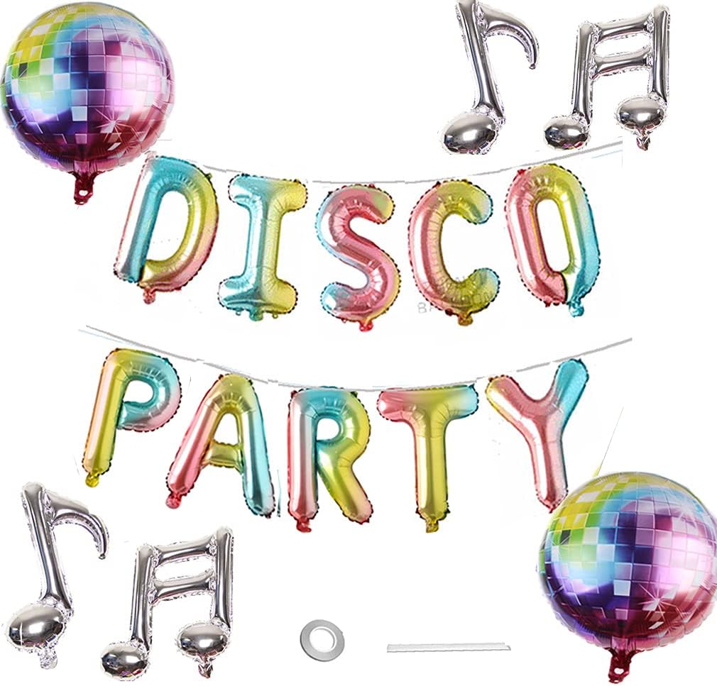 Disco Party Balloons Banner Last Disco Bachelorette Party Decoration Back to 70s 80s 90s Disco Ball Balloons 4D Music Dance Disco Theme Birthday Party Supplies