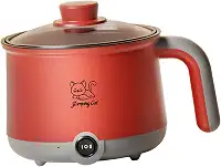 KLKCMS Cozinheiro elétrico de 1,8L para ramen e macarrão, panela multiuso ideal para aveia e bife, Cinza Vermelho
