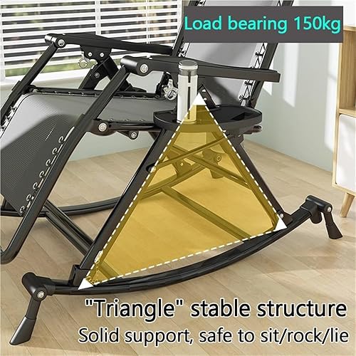 Miniatura 6 de Silla mecedora para relajación, mecedora reclinable portátil para uso en interiores y exteriores, cómoda mecedora plegable para patio, balcón u