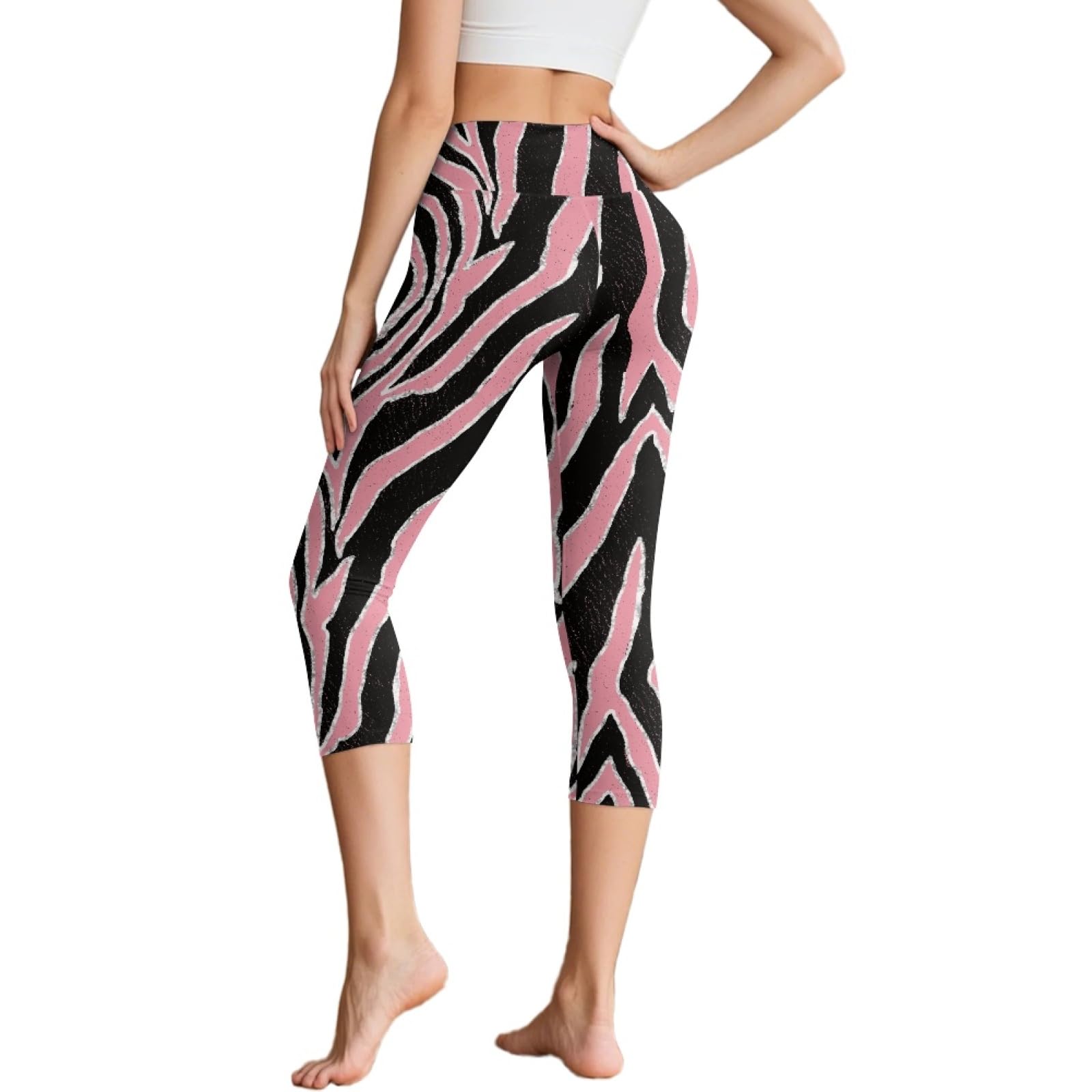 Amzbeauty Pantalones de yoga de cintura alta para mujer, capri de 3/4 de longitud, para entrenamiento, correr, con bolsillos, control de abdomen, fitness