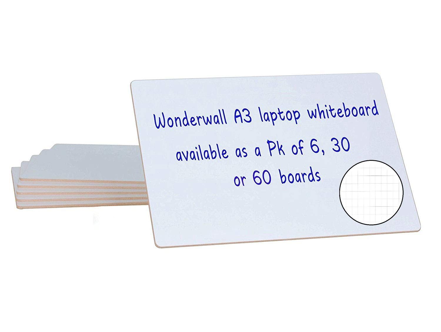 Wonderwall Doublesided Mini Whiteboard A3 - (Value Bundle of 10 Packs of 6 Boards) Robust Learning aid for Early Years & classrooms