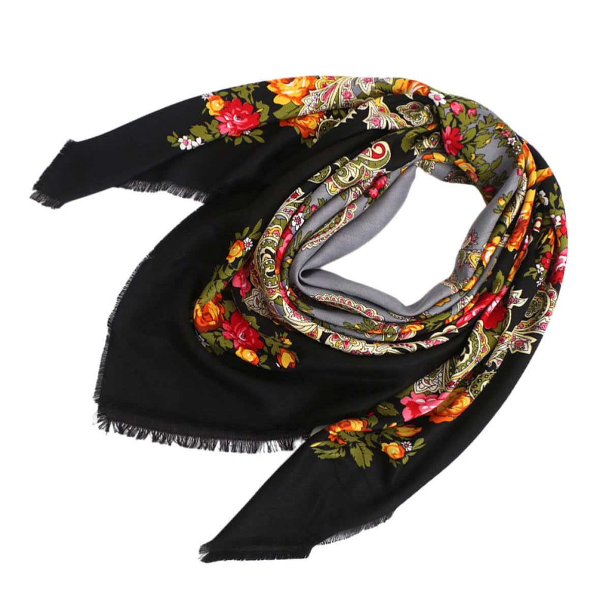SEWACC 3 Piezas Bufanda de Algodón Ligera para Mujer Estampado Floral Estilo Ruso, Chal Versátil y Elegante para Outing, Diseño Clásico y Moderno