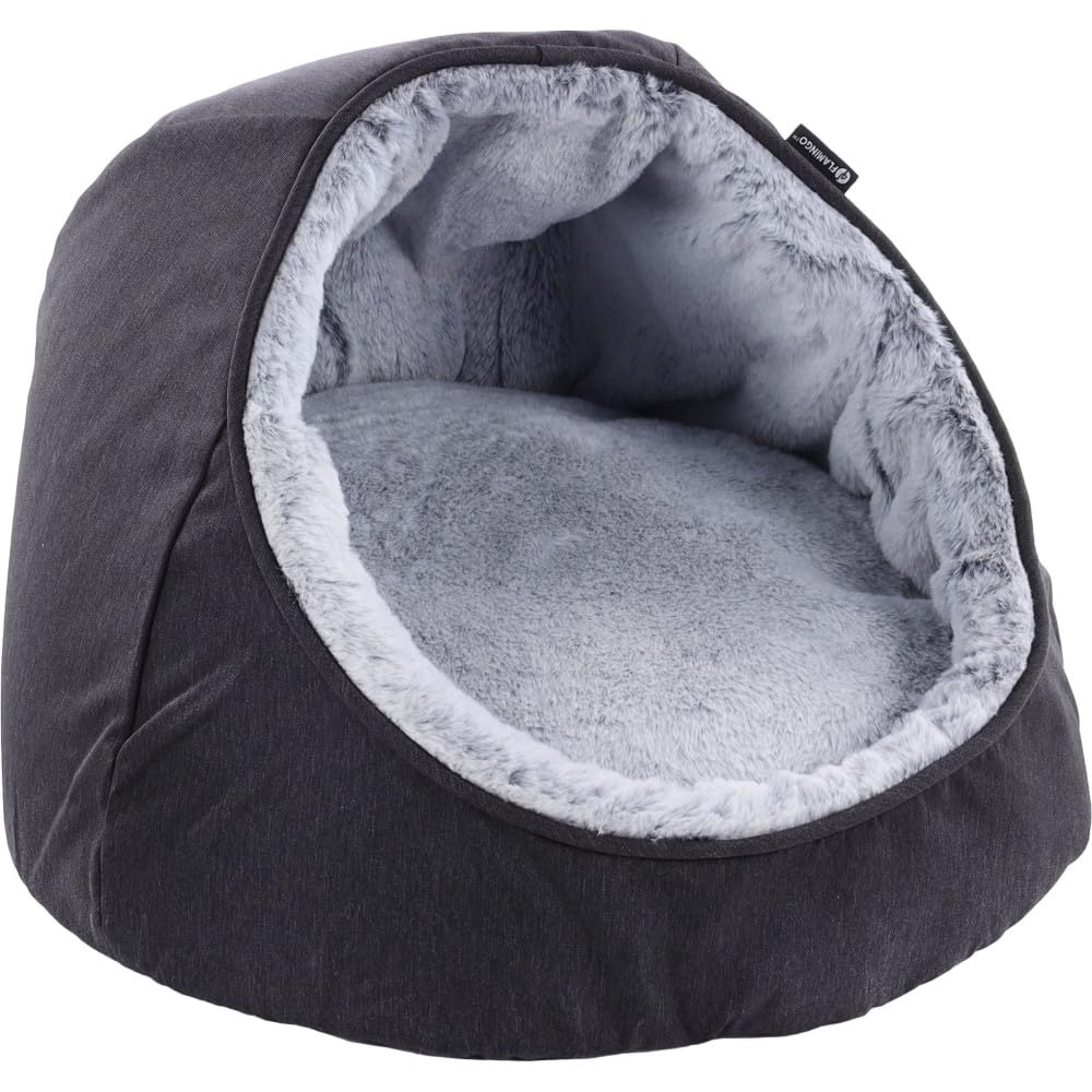 Flamingo Pet Products - Coussin Igloo DORSA Noir ø 40 x 36 cm pour Chats